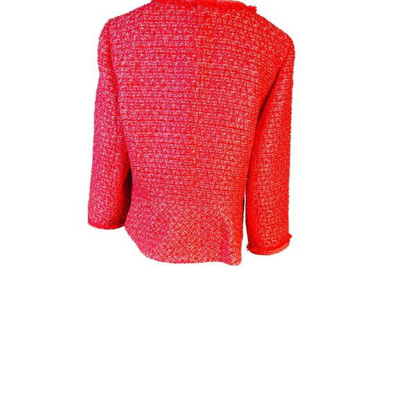 Talbots 14P Petites Tweed Pink/Coral/Red Button Front Jacket Polyester Acrylic - Picture 13 of 16